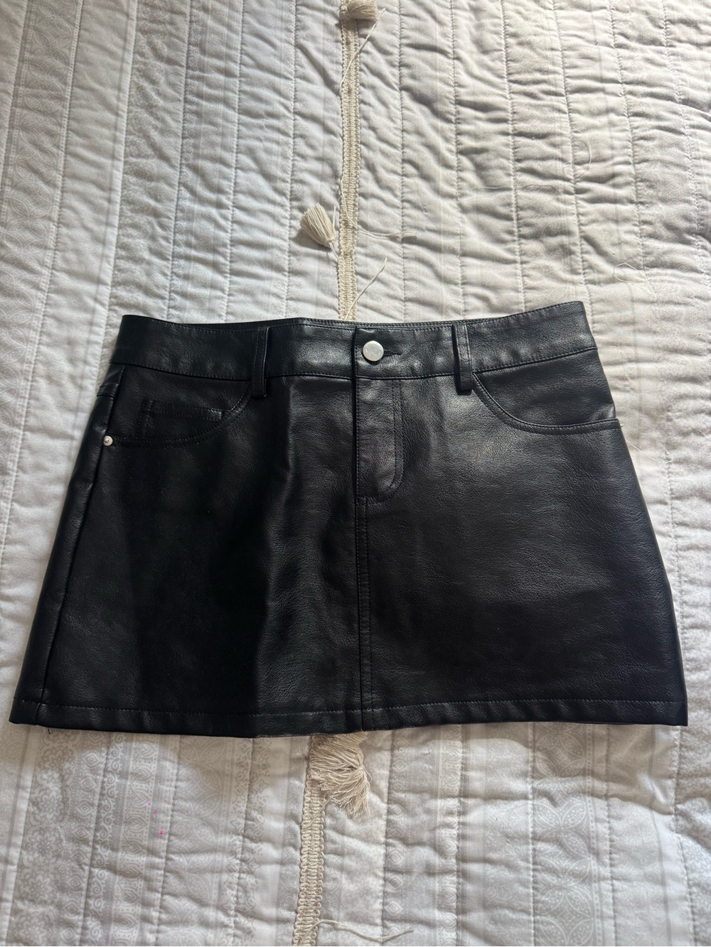 Edikted Black Faux Leather Mini Skirt